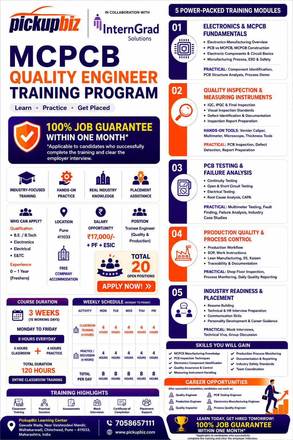 MCPCB Quality Engineer Training Program brochure